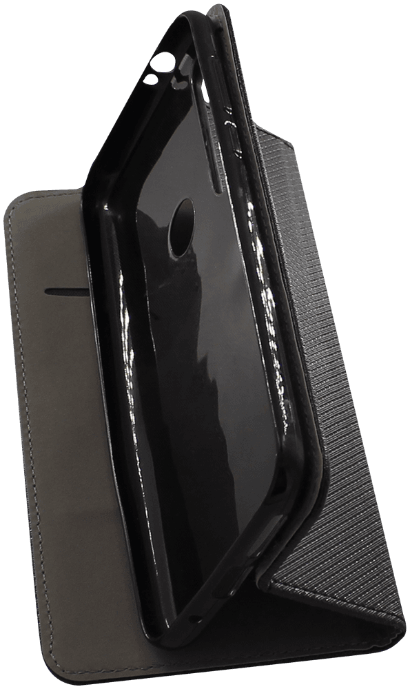 Motorola Moto G8 Plus oldalra nyíló flipes bőrtok rombusz mintás fekete