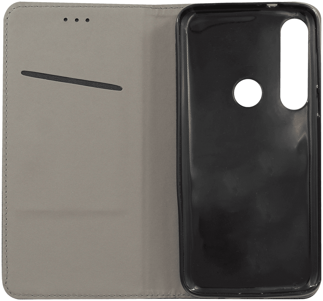 Motorola Moto G8 Plus oldalra nyíló flipes bőrtok rombusz mintás fekete