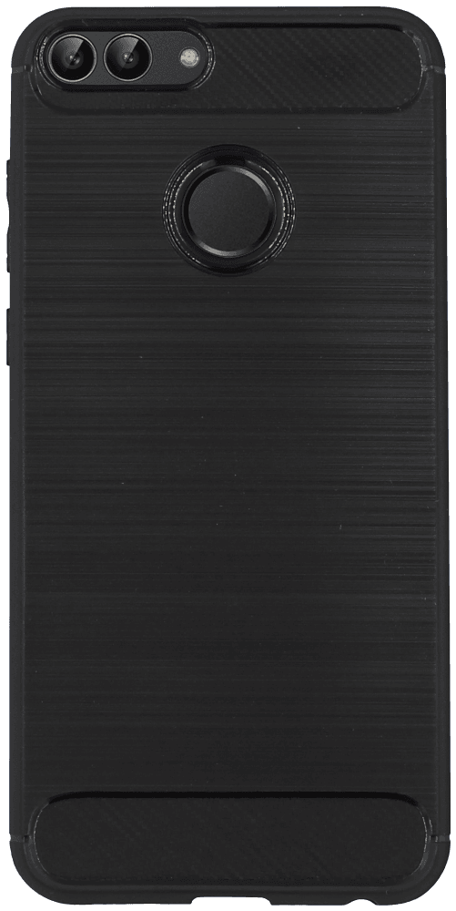 Huawei P Smart (Enjoy 7S) ütésálló TPU tok szálcsiszolt-karbon minta légpárnás sarok fekete