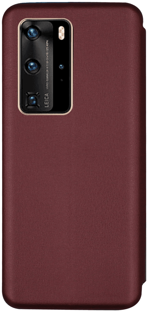 Huawei P40 Pro oldalra nyíló mágneses flipes bőrtok prémium minőség bordó