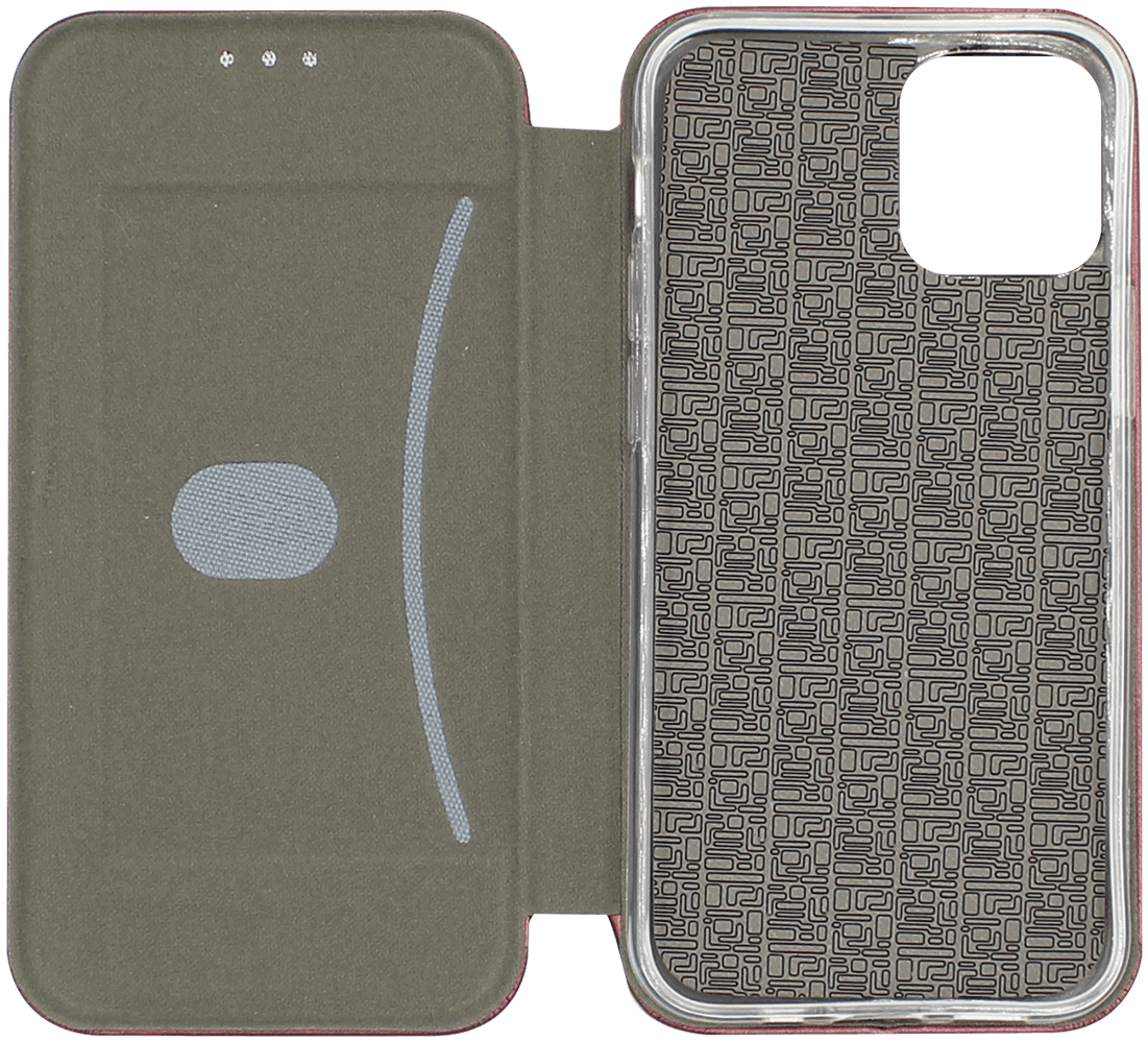 Apple iPhone 12 Mini oldalra nyíló mágneses flipes bőrtok prémium minőség bordó