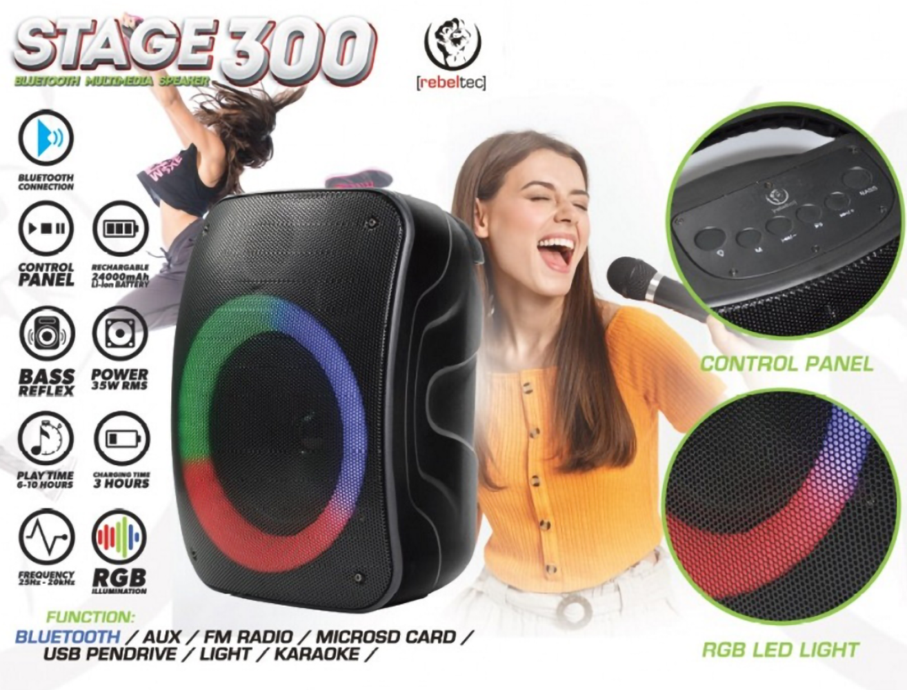 Motorola One Fusion kompatibilis bluetooth hangszóró Rebeltec Stage 300