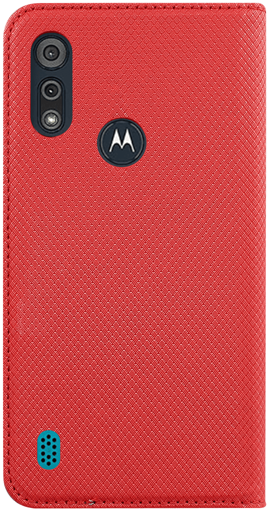 Motorola Moto E6s oldalra nyíló flipes bőrtok rombusz mintás piros
