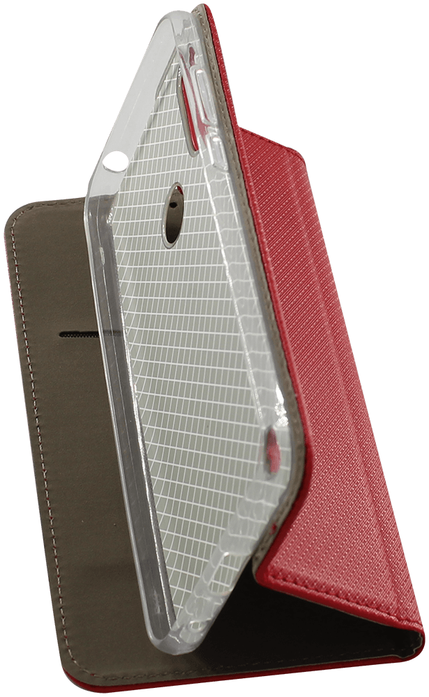 Motorola Moto E6s oldalra nyíló flipes bőrtok rombusz mintás piros