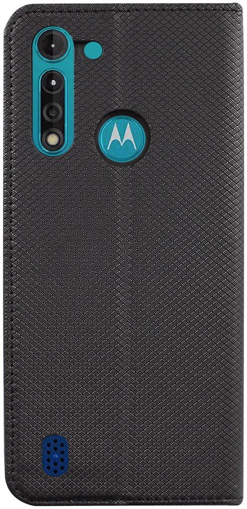 Motorola Moto G8 Power Lite oldalra nyíló flipes bőrtok rombusz mintás fekete