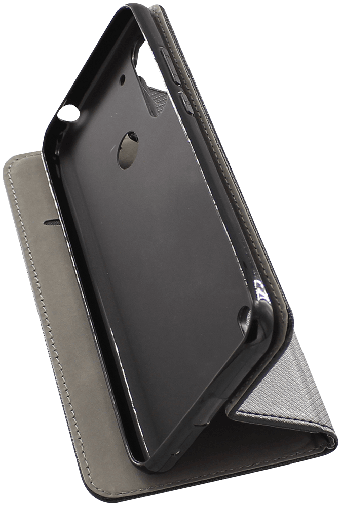 Motorola Moto G8 Power Lite oldalra nyíló flipes bőrtok rombusz mintás fekete