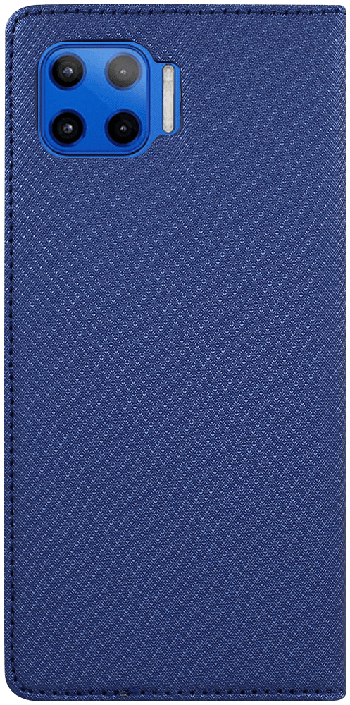 Motorola Moto G 5G Plus oldalra nyíló flipes bőrtok rombusz mintás sötétkék