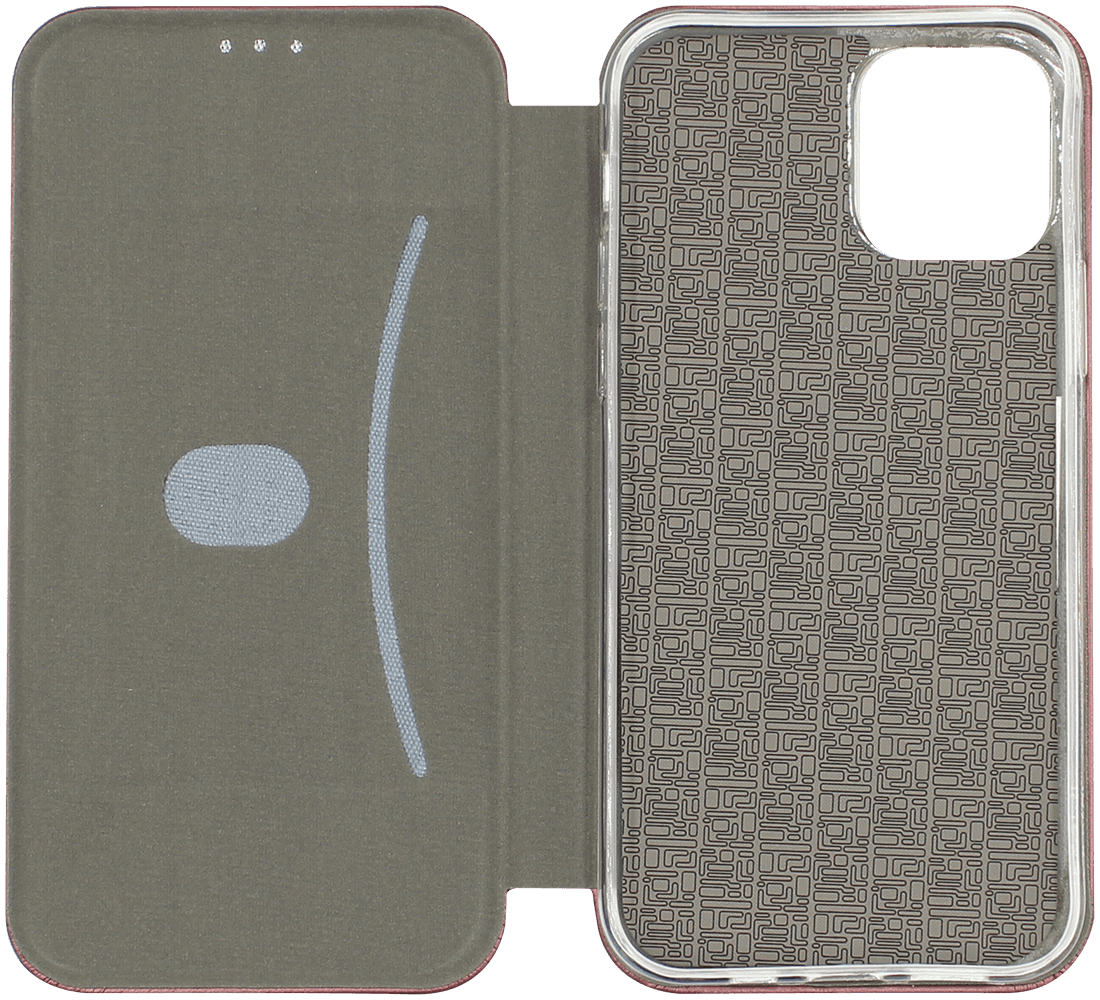 Apple iPhone 12 Pro oldalra nyíló mágneses flipes bőrtok prémium minőség bordó