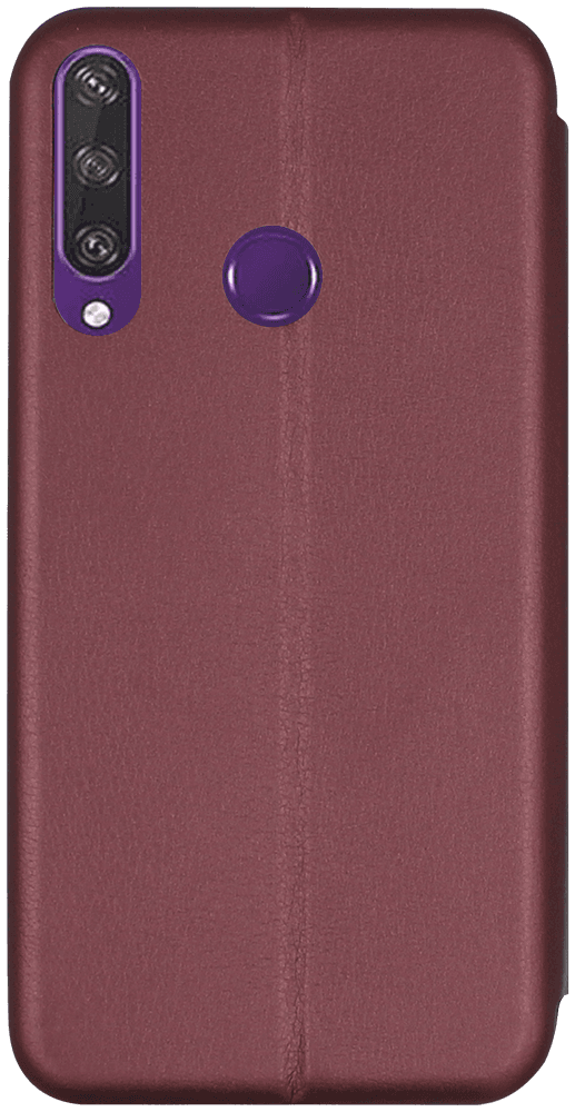 Huawei Y6P oldalra nyíló mágneses flipes bőrtok prémium minőség bordó