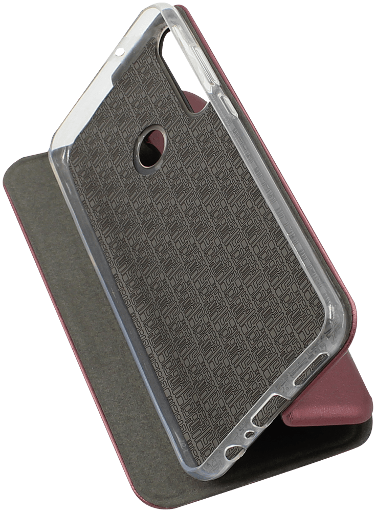 Huawei Y6P oldalra nyíló mágneses flipes bőrtok prémium minőség bordó