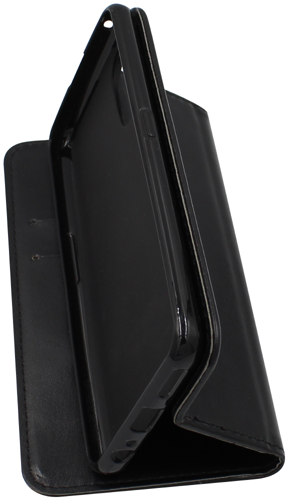 Realme 7 Pro oldalra nyíló flipes bőrtok asztali tartó funkciós fekete