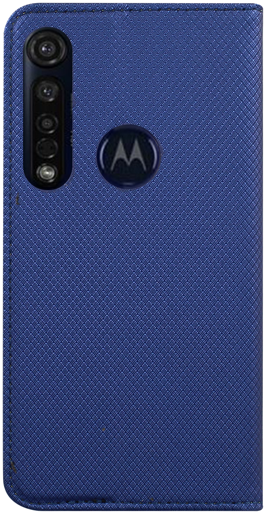 Motorola Moto G8 Plus oldalra nyíló mágneses flipes rombusz mintás sötétkék