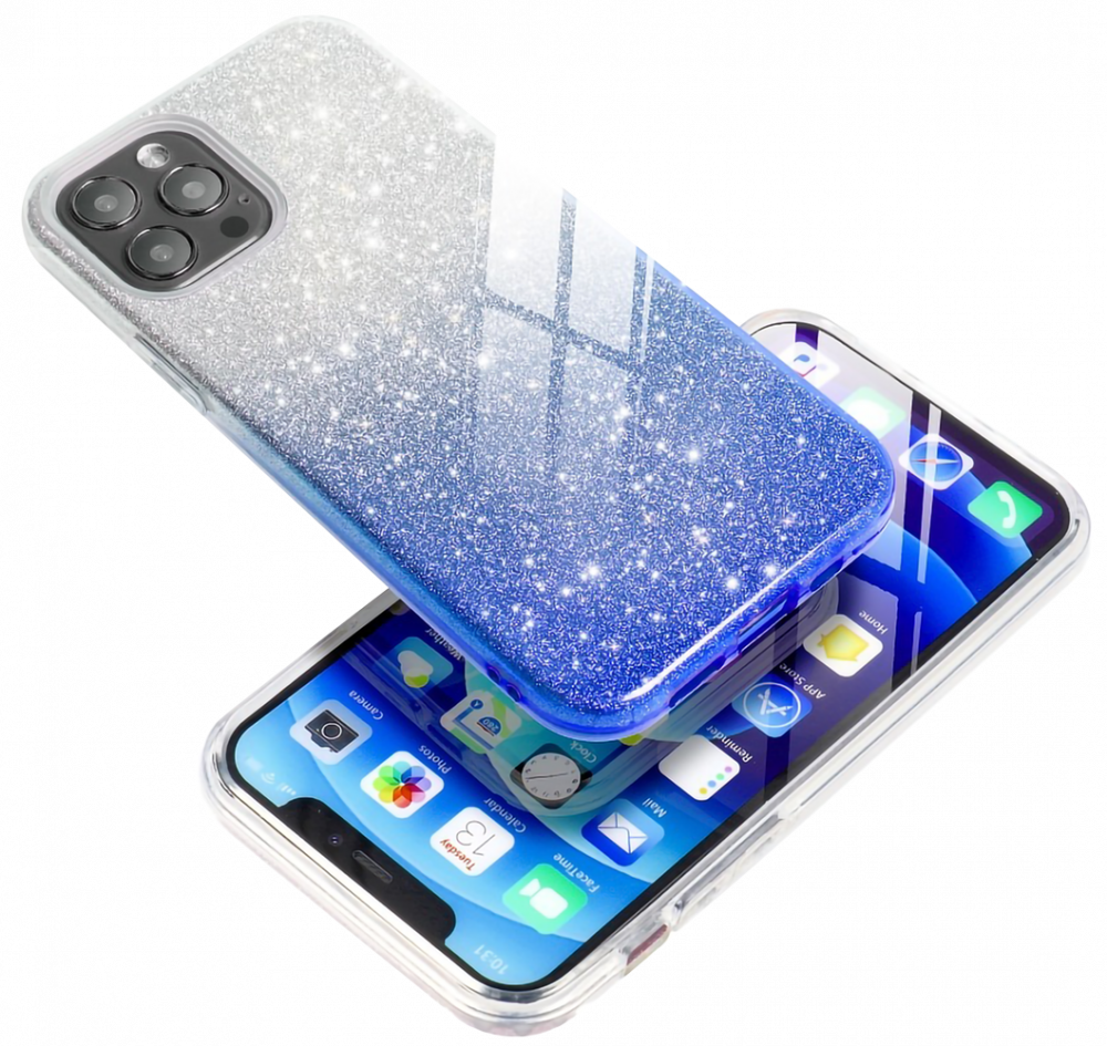 Samsung Galaxy A22 5G (SM-A226B) szilikon tok csillogó hátlap kék/ezüst