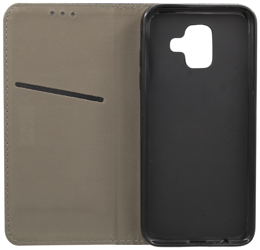 Samsung Galaxy A6 2018 (A600) oldalra nyíló flipes bőrtok rombusz mintás fekete