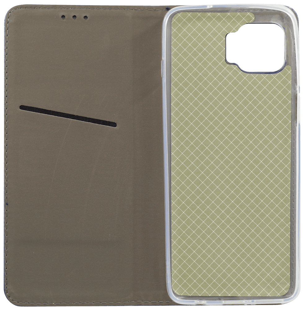 Motorola Moto G 5G Plus oldalra nyíló flipes bőrtok rombusz mintás sötétkék