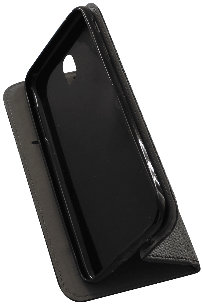 Samsung Galaxy J7 2017 (J730) oldalra nyíló flipes bőrtok rombusz mintás fekete