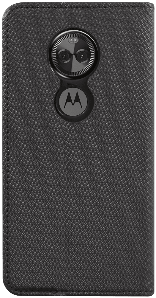 Motorola Moto G6 Play oldalra nyíló flipes bőrtok rombusz mintás fekete