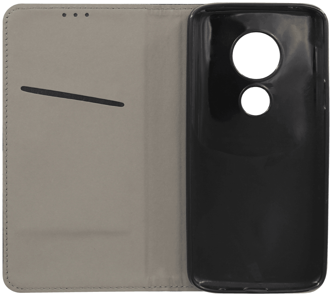 Motorola Moto G6 Play oldalra nyíló flipes bőrtok rombusz mintás fekete