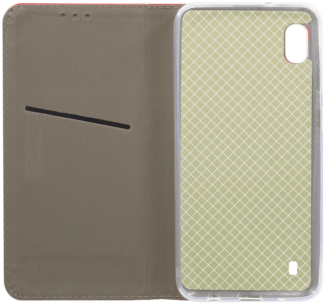 Samsung Galaxy A10 (SM-A105F) oldalra nyíló flipes bőrtok rombusz mintás piros