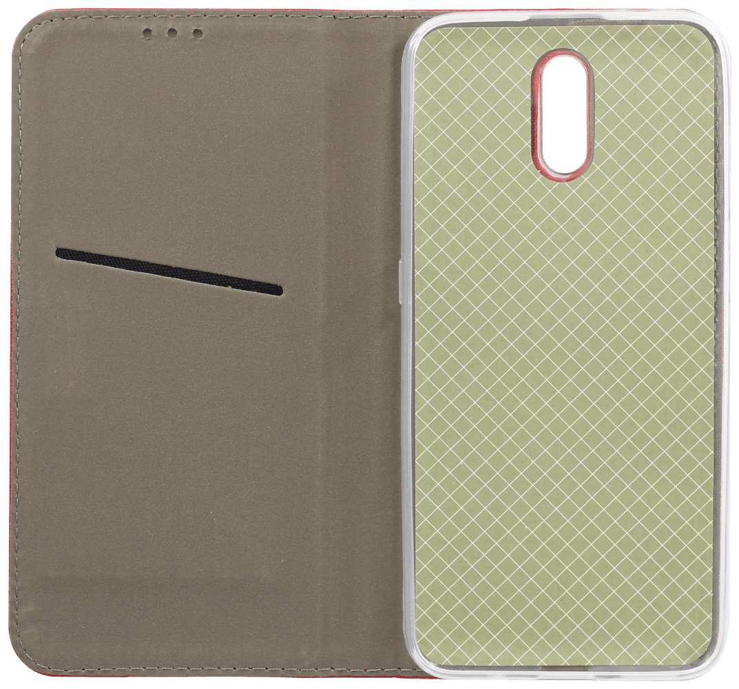 Nokia 2.3 oldalra nyíló flipes bőrtok rombusz mintás piros