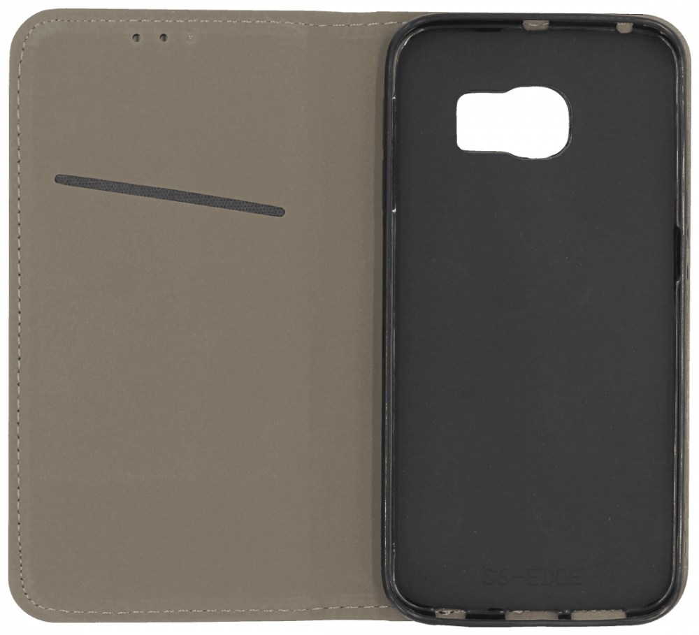 Samsung Galaxy S6 Edge (G925) oldalra nyíló flipes bőrtok asztali tartó funkciós fekete