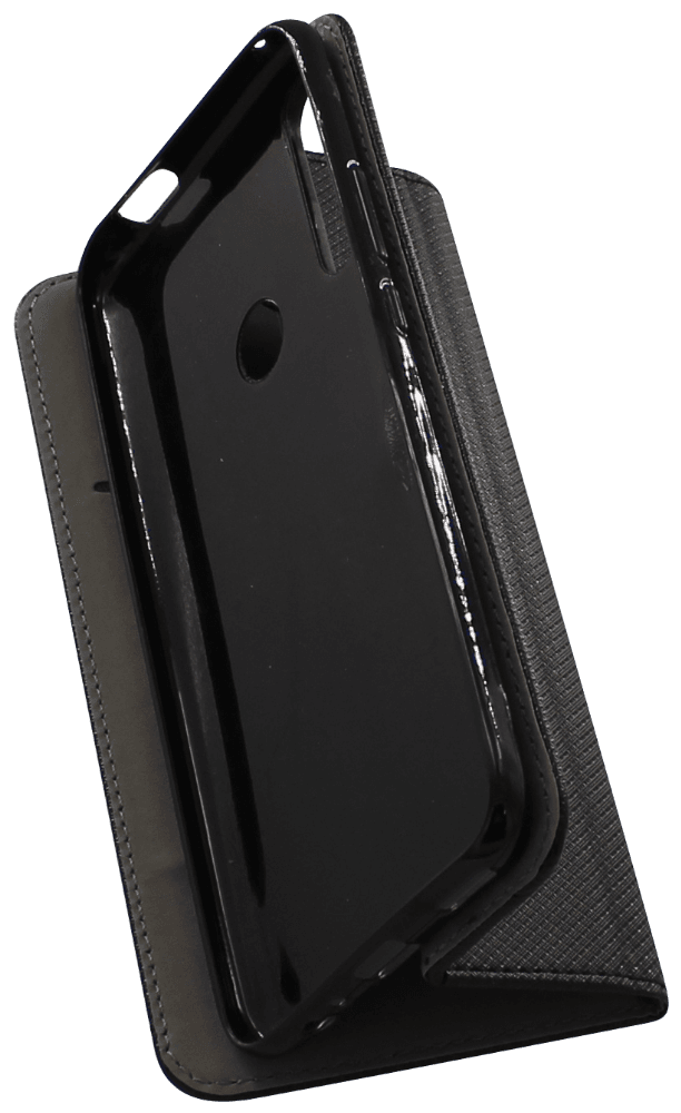 Huawei P Smart Z oldalra nyíló flipes bőrtok rombusz mintás fekete