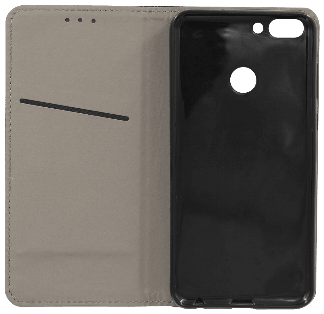 Huawei P Smart (Enjoy 7S) oldalra nyíló flipes bőrtok rombusz mintás fekete