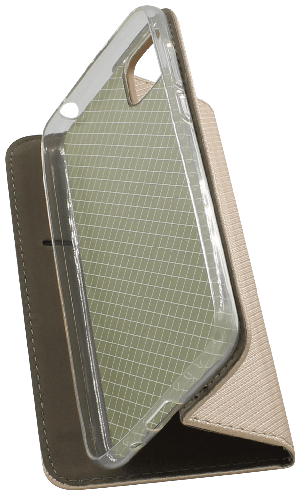 Huawei Y5P oldalra nyíló flipes bőrtok rombusz mintás arany