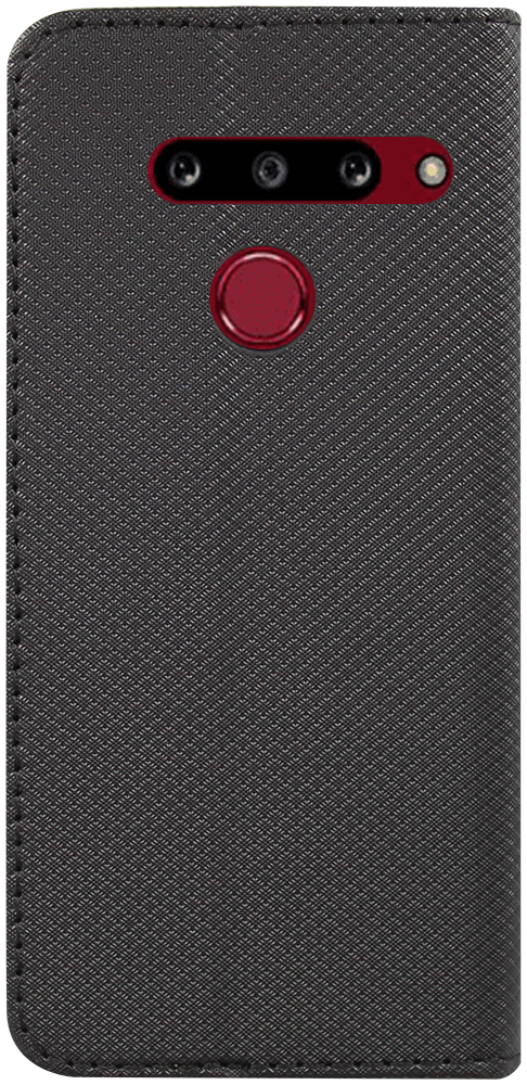 LG G8 ThinQ oldalra nyíló flipes bőrtok rombusz mintás fekete