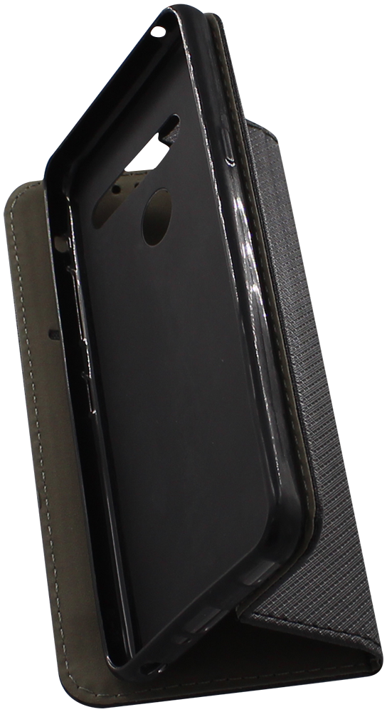 LG G8 ThinQ oldalra nyíló flipes bőrtok rombusz mintás fekete