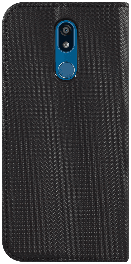 LG K40 (K12 Plus) oldalra nyíló flipes bőrtok rombusz mintás fekete