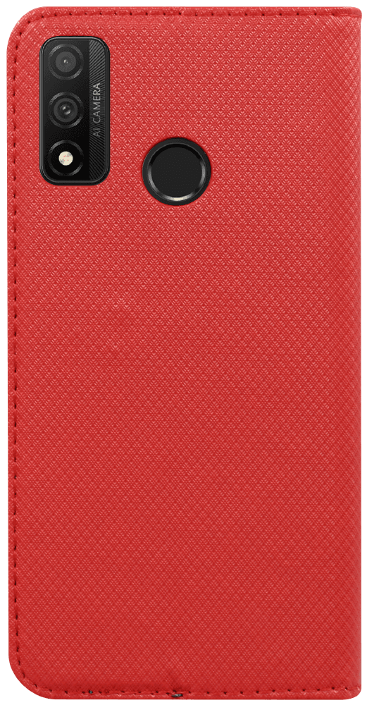 Huawei P Smart 2020 oldalra nyíló flipes bőrtok rombusz mintás piros