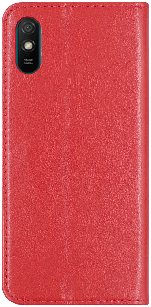Xiaomi Redmi 9A oldalra nyíló flipes bőrtok valódi bőr piros