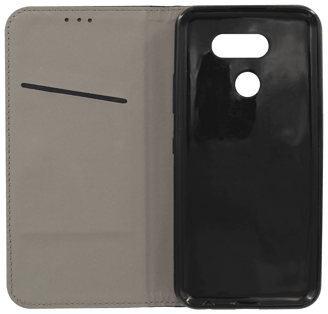 LG K40S oldalra nyíló flipes bőrtok rombusz mintás fekete