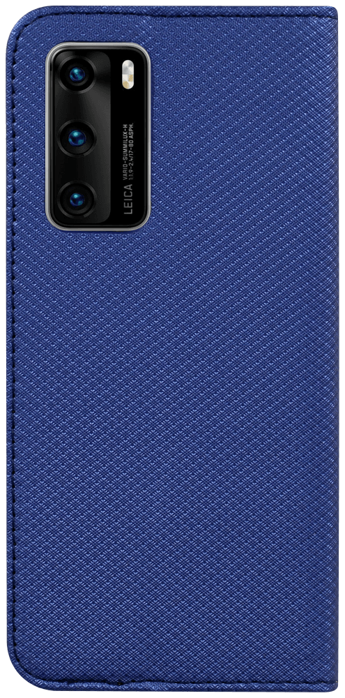 Huawei P40 oldalra nyíló flipes bőrtok rombusz mintás sötétkék