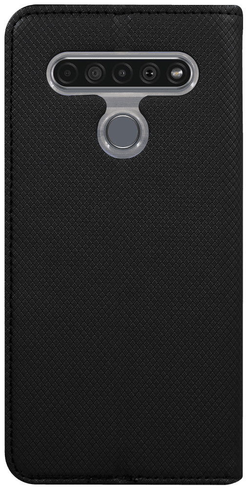 LG K61 oldalra nyíló flipes bőrtok rombusz mintás fekete