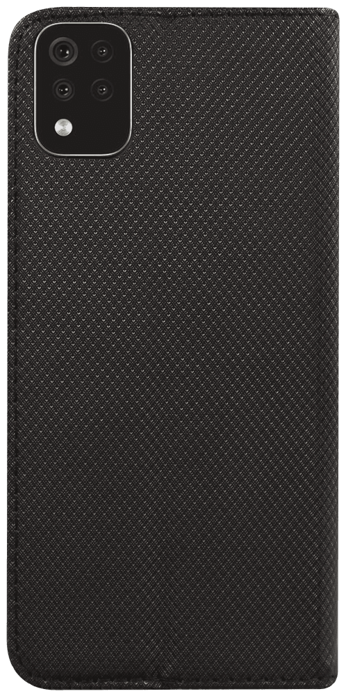LG K42 oldalra nyíló flipes bőrtok rombusz mintás fekete