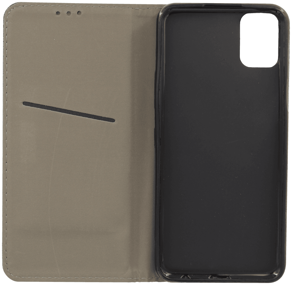 LG K42 oldalra nyíló flipes bőrtok rombusz mintás fekete