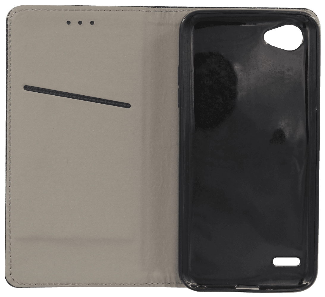 LG Q6 oldalra nyíló flipes bőrtok rombusz mintás fekete