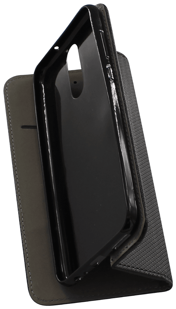 Huawei Mate 10 Lite oldalra nyíló flipes bőrtok rombusz mintás fekete