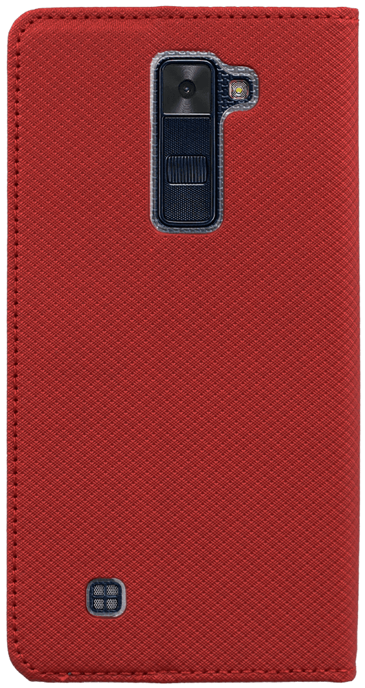 LG K8 (K350n) oldalra nyíló flipes bőrtok rombusz mintás piros