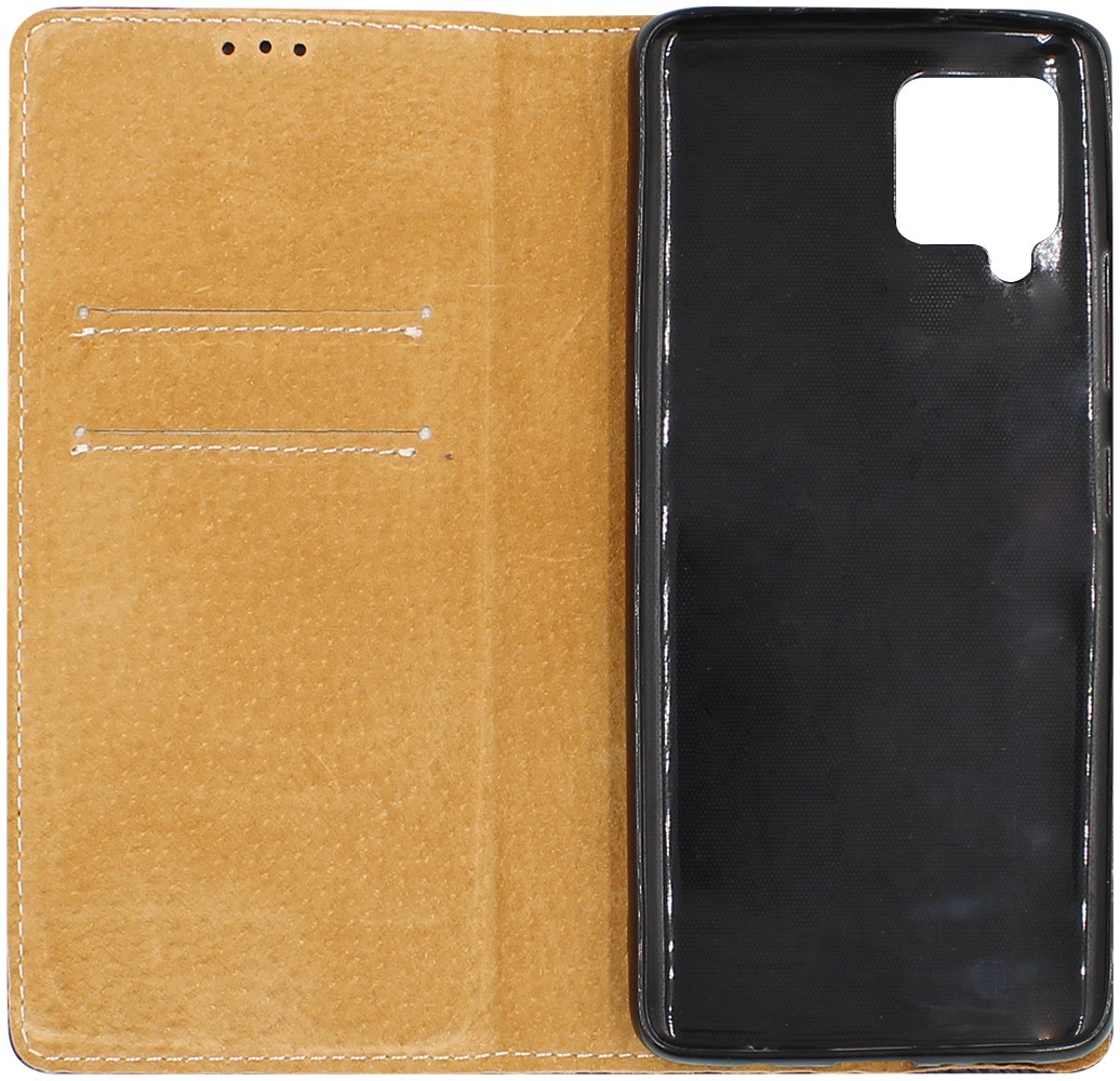 Samsung Galaxy A42 5G (SM-A426B) oldalra nyíló flipes bőrtok valódi bőr sötétkék