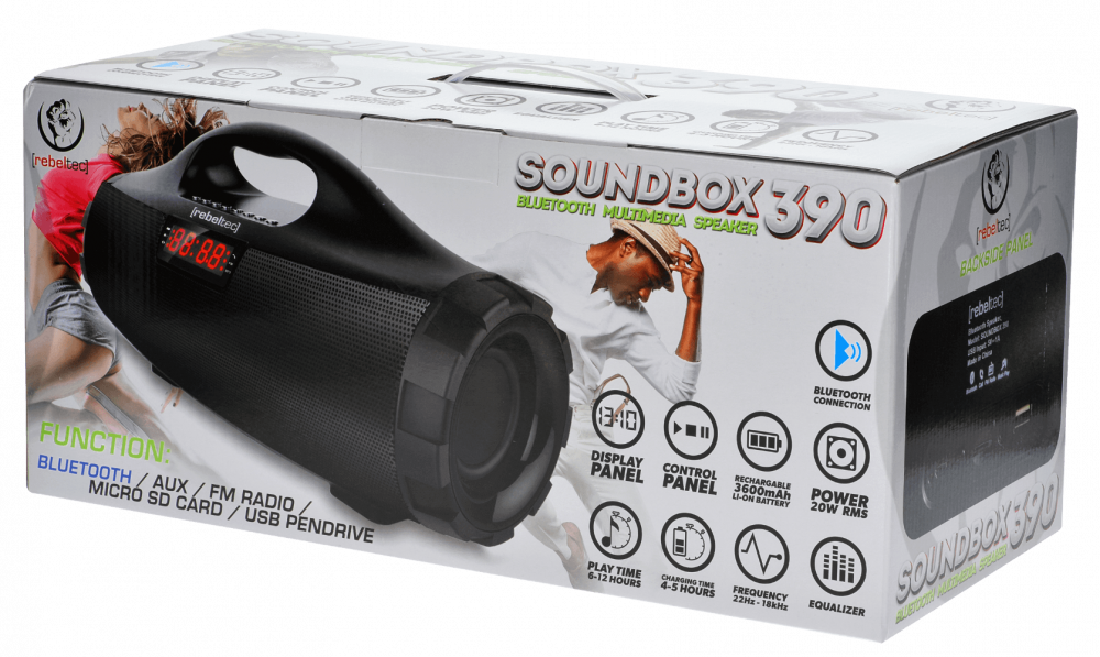 Motorola G50 kompatibilis bluetooth hangszóró Rebeltec Soundbox 390 fekete