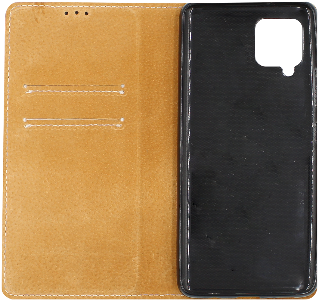 Samsung Galaxy A42 5G (SM-A426B) oldalra nyíló flipes bőrtok valódi bőr barna