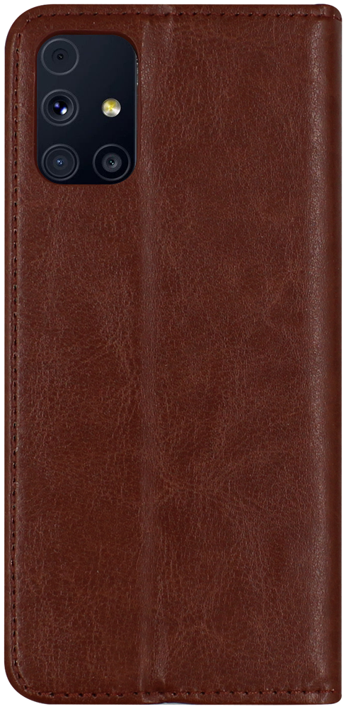 Samsung Galaxy M31s (SM-M317F) oldalra nyíló flipes bőrtok valódi bőr barna