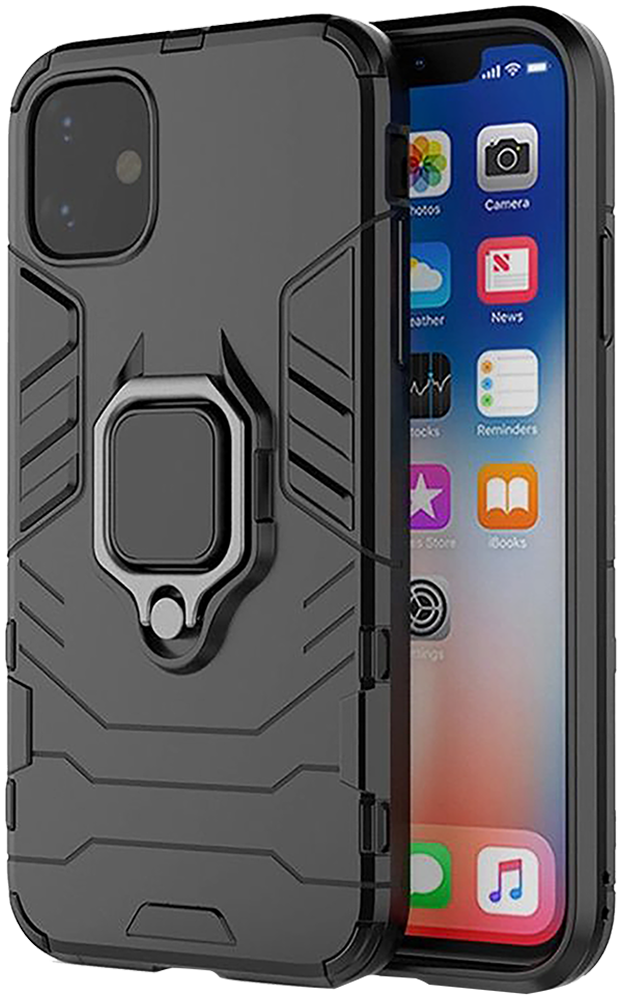 Apple iPhone 11 ütésálló tok légpárnás sarkas, hibrid Ring Armor fekete