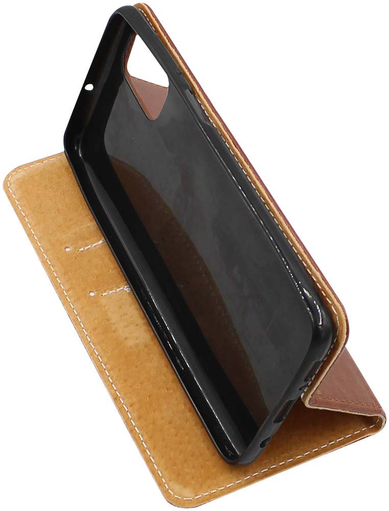 Samsung Galaxy M51 (SM-M515F) oldalra nyíló flipes bőrtok valódi bőr barna