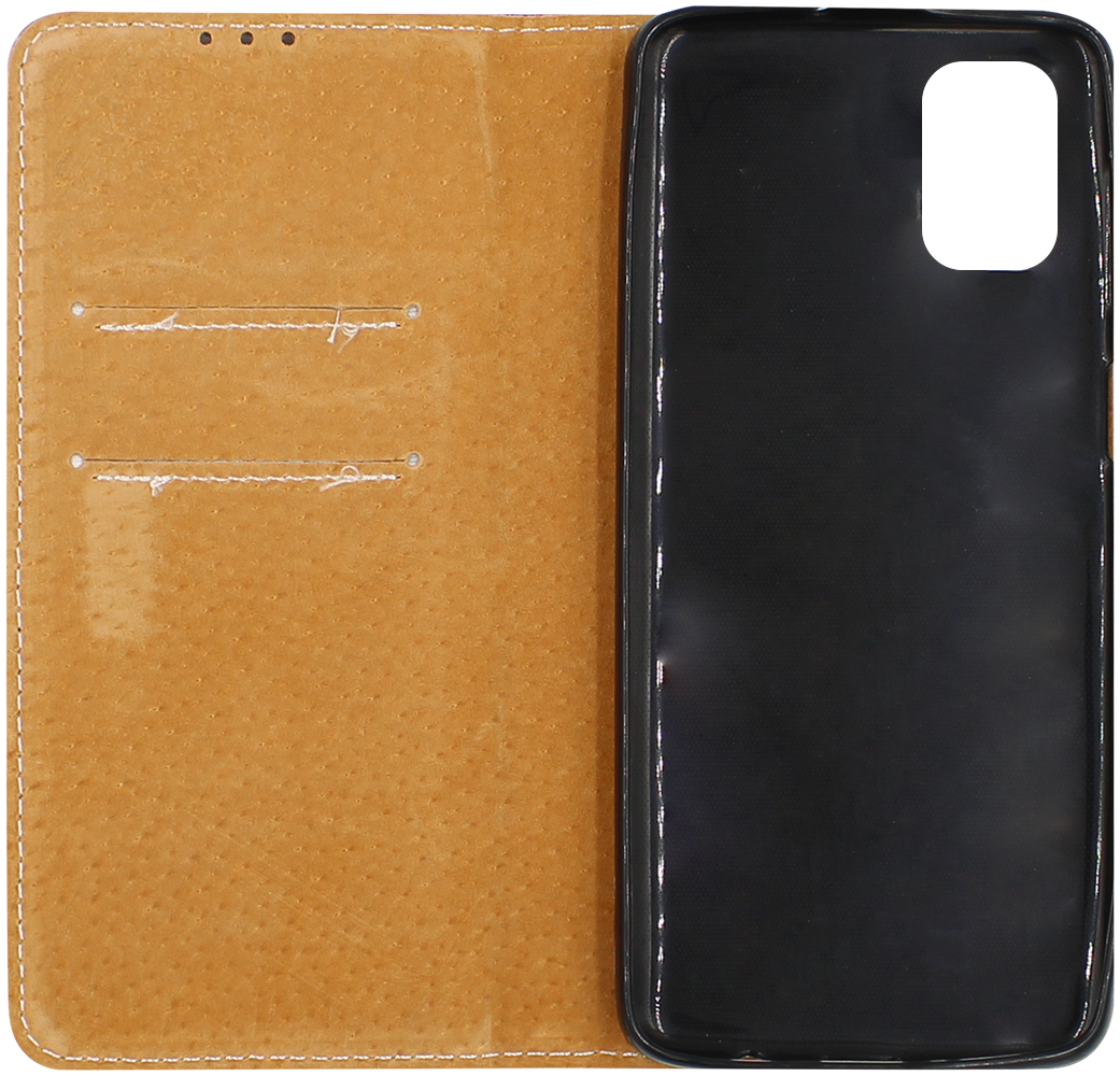 Samsung Galaxy M51 (SM-M515F) oldalra nyíló flipes bőrtok valódi bőr barna