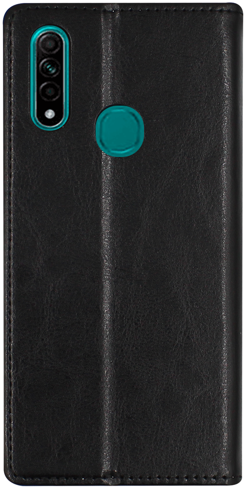 Oppo A31 oldalra nyíló flipes bőrtok valódi bőr fekete