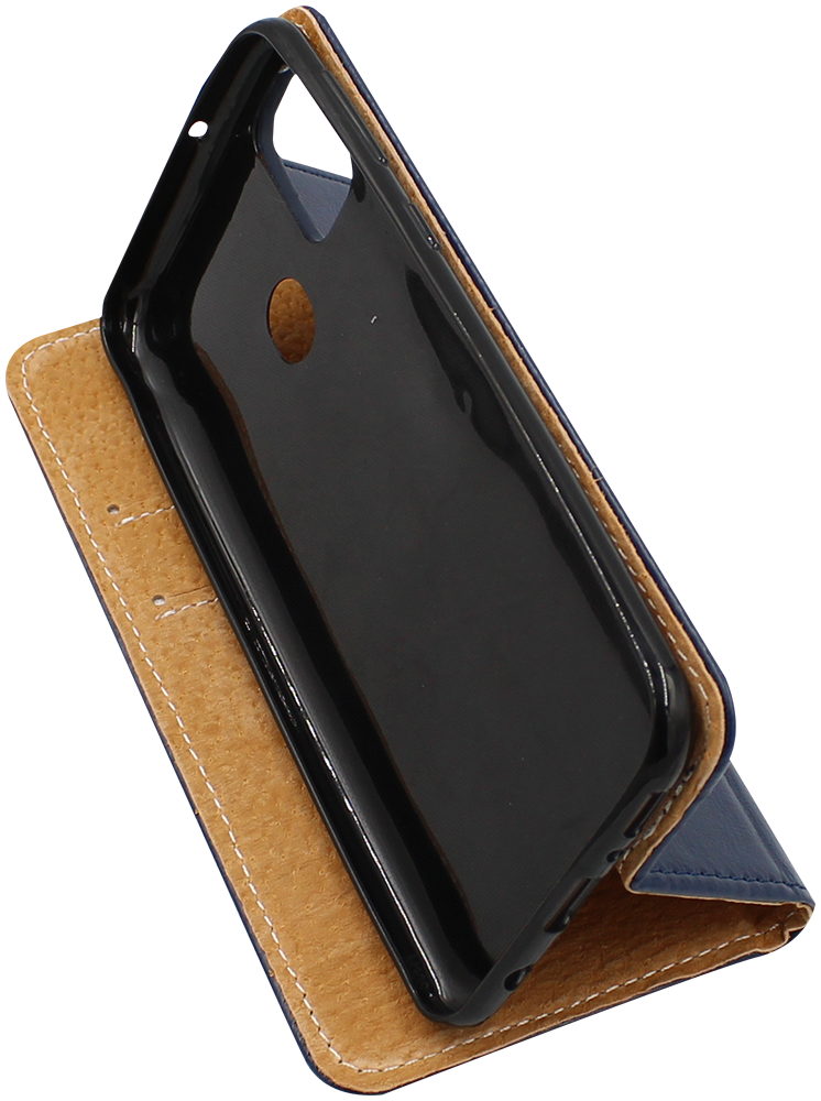 Samsung Galaxy M21 (SM-M215F) oldalra nyíló flipes bőrtok valódi bőr sötétkék